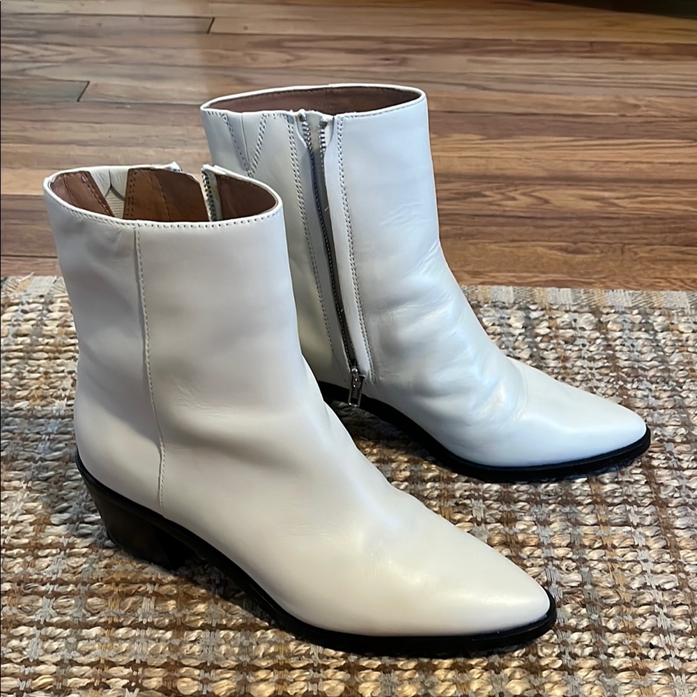 White Leather Ankle Boots